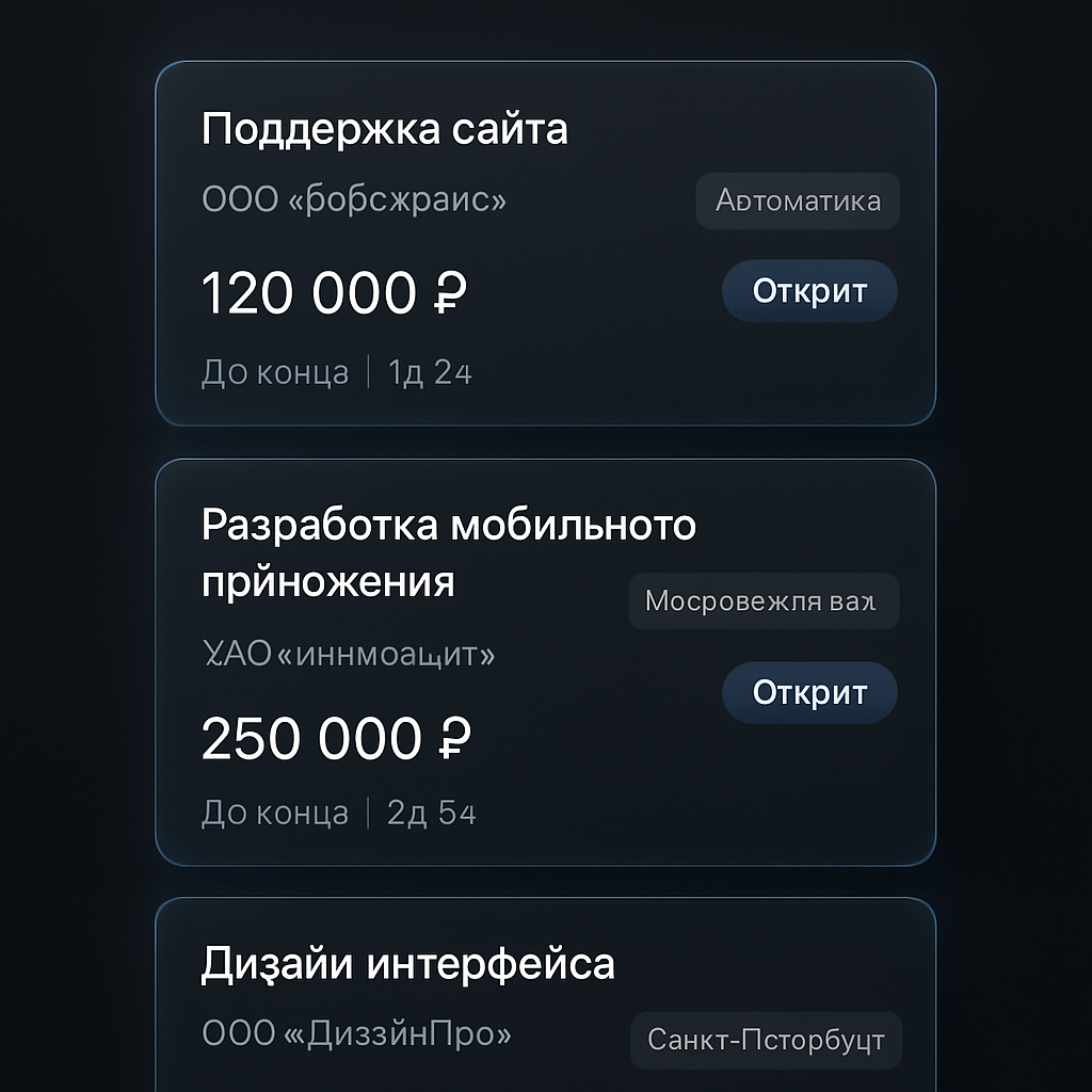 Компактные карточки тендеров